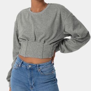 Halara Corset Plain Cropped Sweatshirt size small in grey